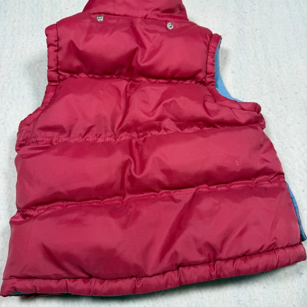 OshKosh Bgosh Girls Pink Puffer Vest Blue Fleece Lined Size 4 Kids Outerwear